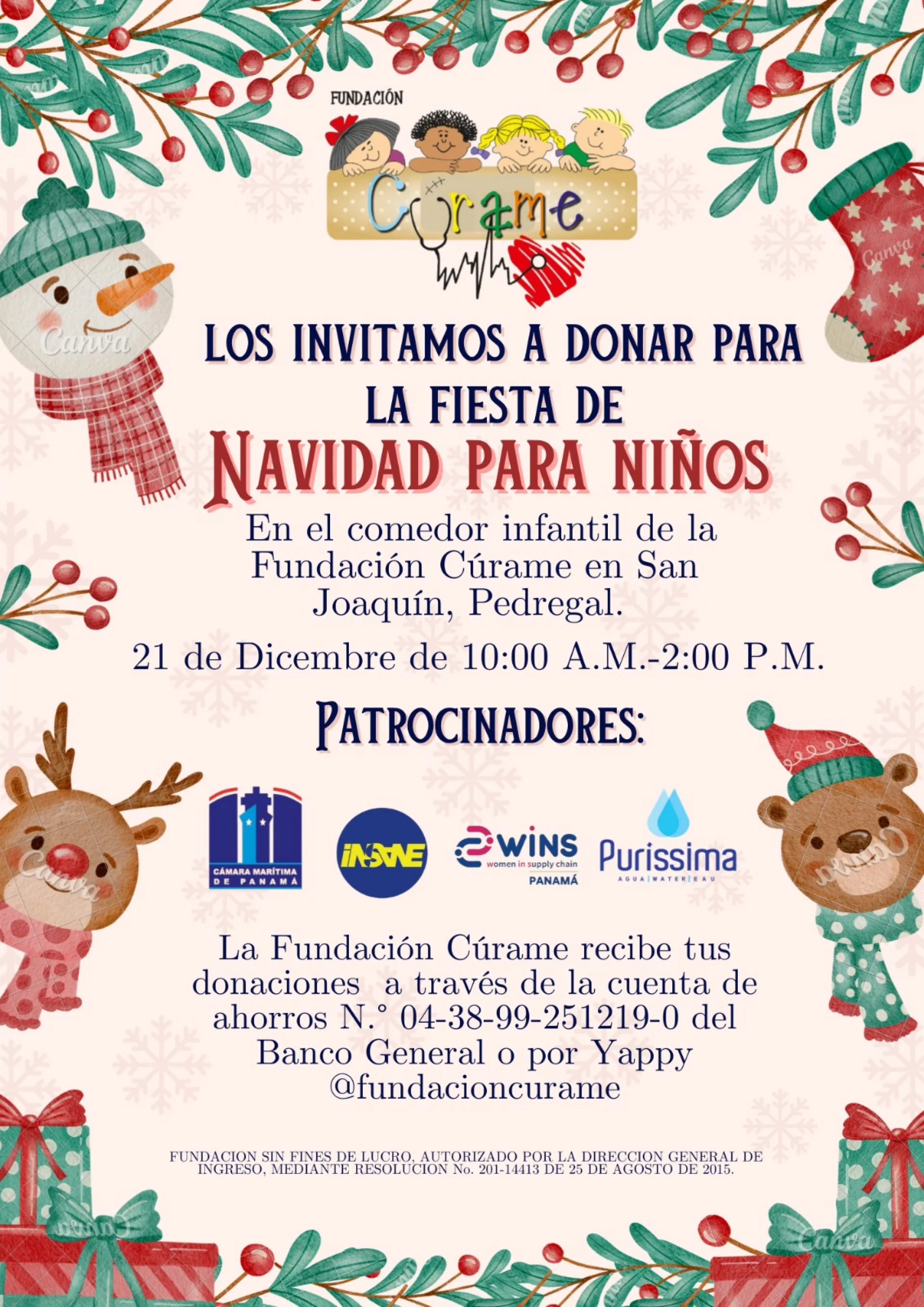 Invitación a Donar para la Fiesta de Navidad de los Niños del Comedor de San Joaquín    